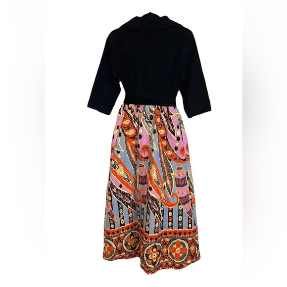 VTG 70’s Psychedelic Printed Quilted Long Sleeve Maxi Dress Dela-Ann Creation M - Picture 16 of 16